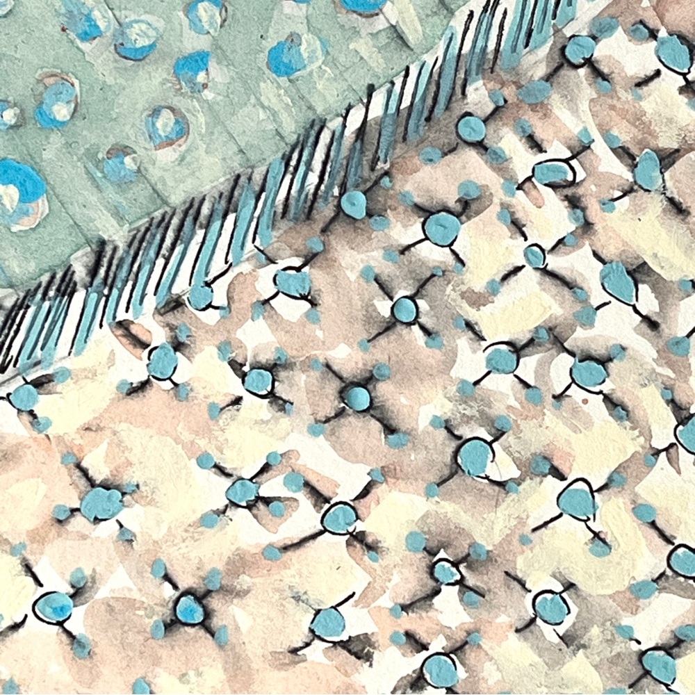 Abstract Blue and Cream Art Painting- Soothing, Patterned Original